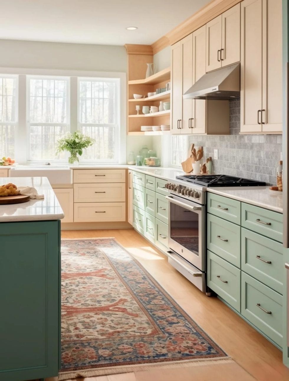 الوان مطبخ خشب مينت جرين