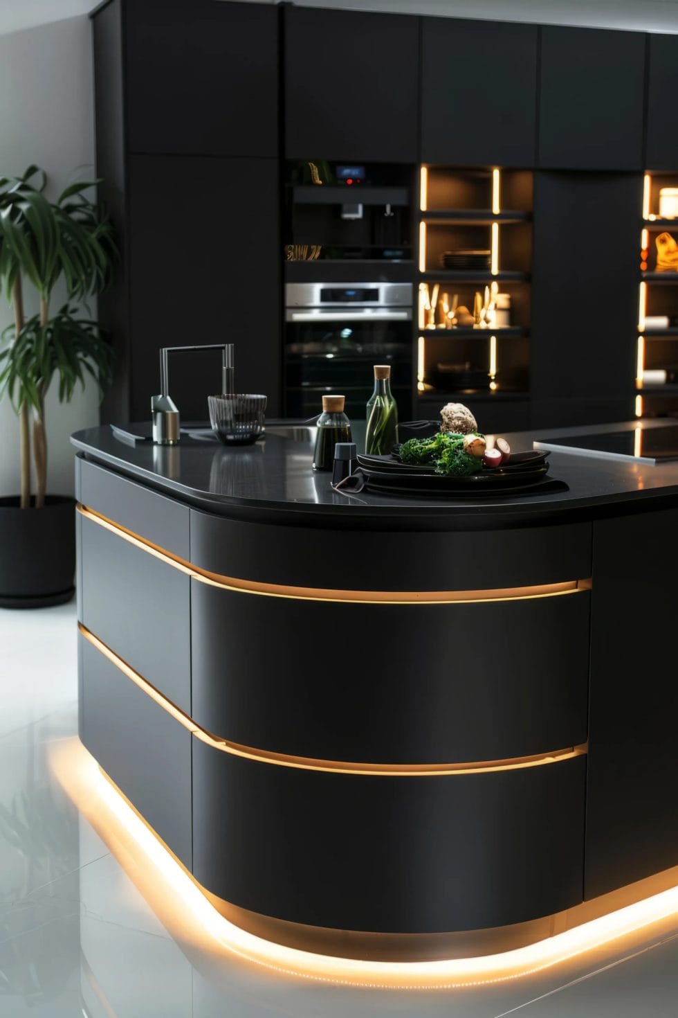 مطبخ خشب لونين اسود و دهبى